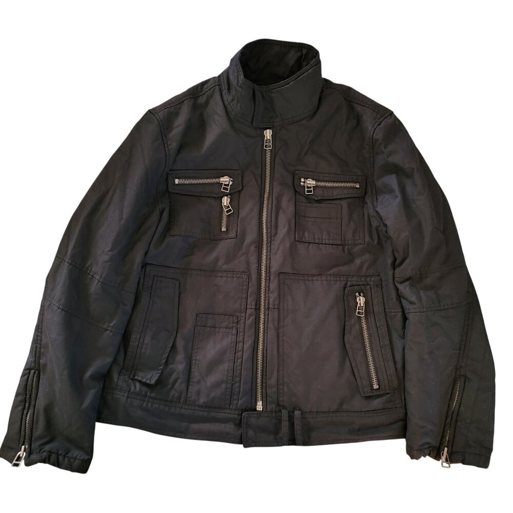INC International Concepts Mens Black Jacket Size L Nylon & Cotton